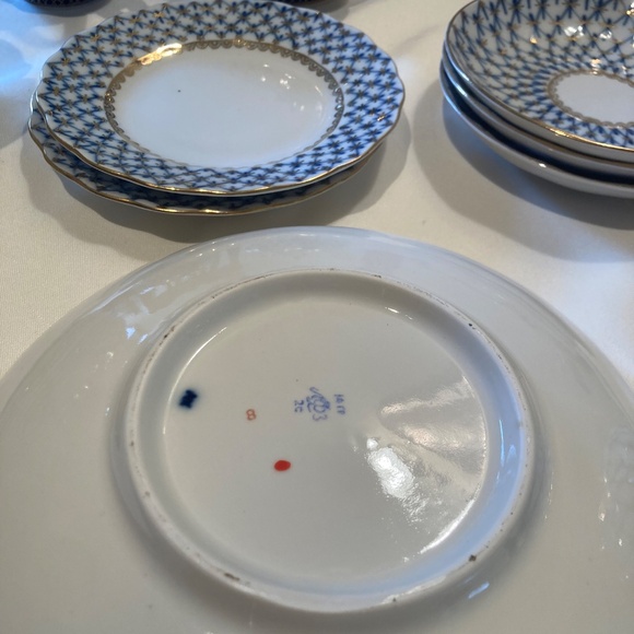 Lomonosov Imperial Porcelain Cobalt Net tea set 21 pc - Picture 8 of 11